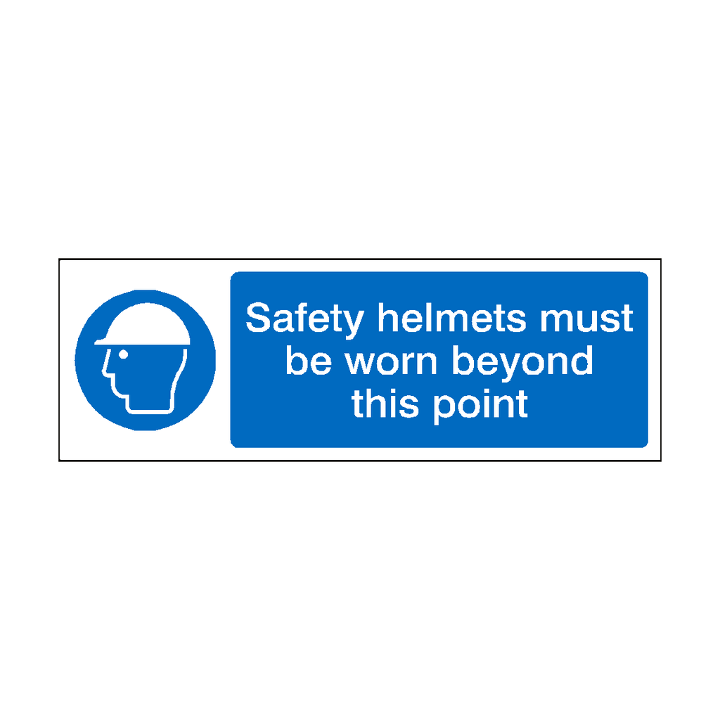 Safety Helmets Must Be Worn Beyond This Point Label | Safety-Label.co.uk