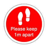 Please Keep 1M Apart Floor Sticker - Red | Safety-Label.co.uk