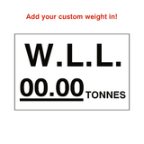 W.L.L Sticker Tonnes White Custom Weight | Safety-Label.co.uk