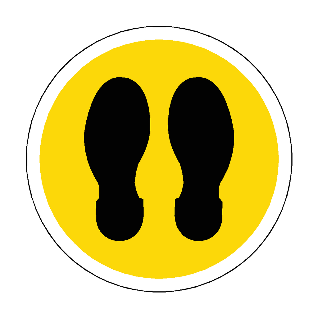Footprint Floor Sticker - Yellow | Safety-Label.co.uk