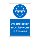 Eye Protection Must Be Worn In This Area Sticker | Safety-Label.co.uk