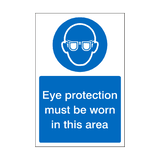 Eye Protection Must Be Worn In This Area Sticker | Safety-Label.co.uk