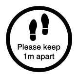 Please Keep 1M Apart Floor Sticker - Black | Safety-Label.co.uk