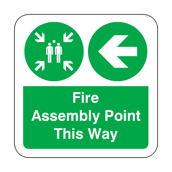 Fire Assembly Point Arrow Left Floor Graphics Sticker | Safety-Label.co.uk