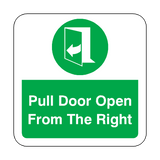 Pull Door Open From The Right Floor Graphics Sticker | Safety-Label.co.uk