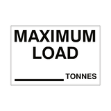 Maximum Load Sticker Tonnes White | Safety-Label.co.uk