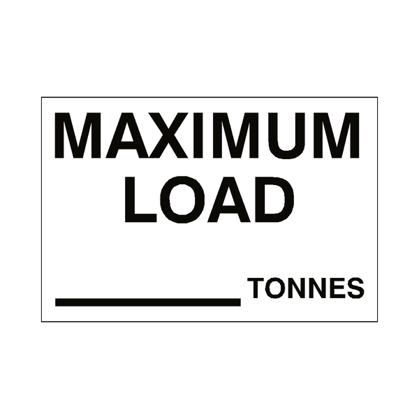 Maximum Load Sticker Tonnes White | Safety-Label.co.uk