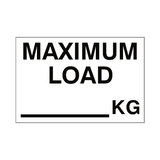 Maximum Load Sticker Kg White | Safety-Label.co.uk