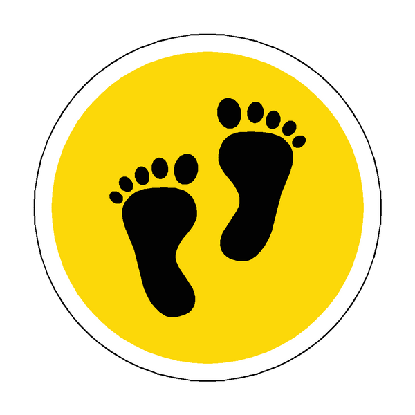Foot Print Floor Sticker - Yellow | Safety-Label.co.uk