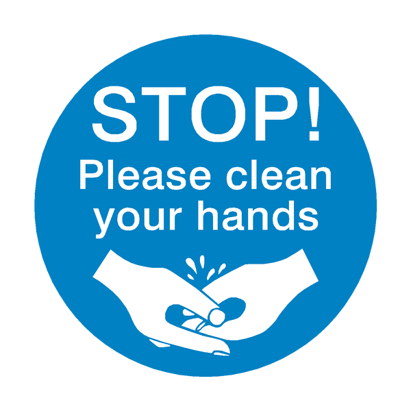 STOP! Please Clean Your Hands Sticker | Safety-Label.co.uk