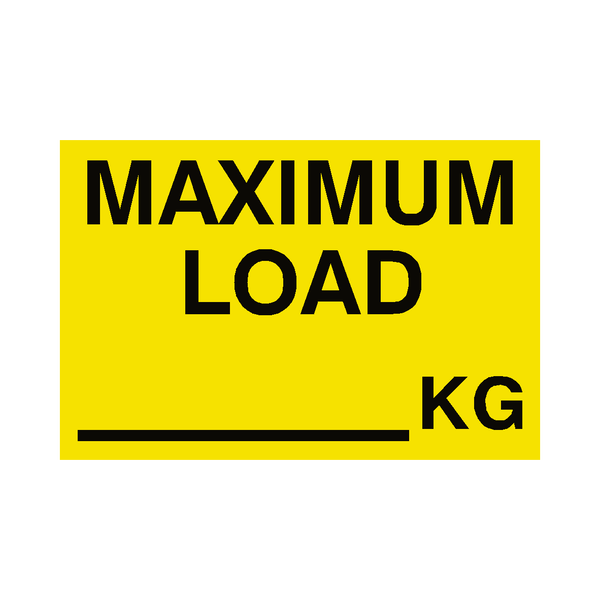 Maximum Load Sticker Kg Yellow | Safety-Label.co.uk