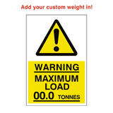 Maximum Load Sticker Tonnes Custom Weight | Safety-Label.co.uk