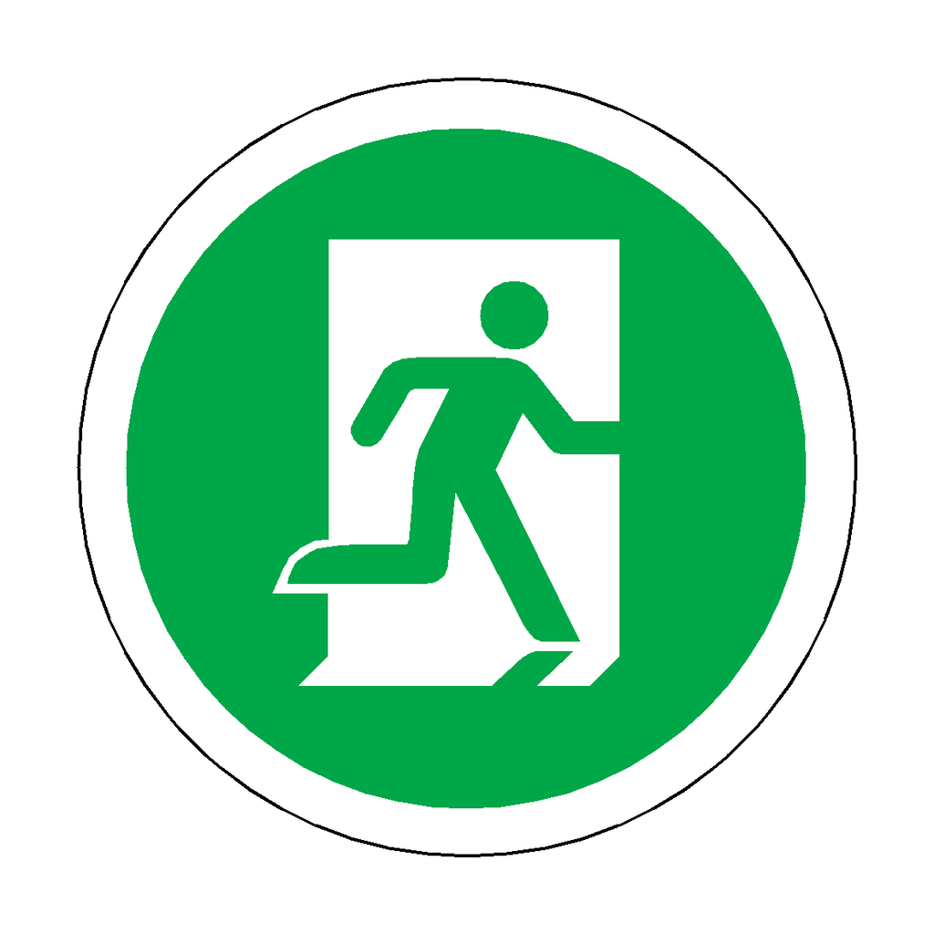 Fire Exit Running Man Right Floor Marker Sticker | Safety-Label.co.uk