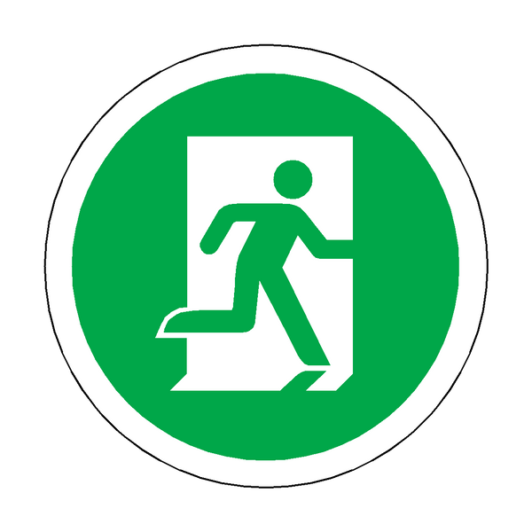 Fire Exit Running Man Right Floor Marker Sticker | Safety-Label.co.uk