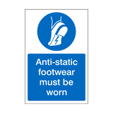 Anti-Static Footwear Must Be Worn Sticker | Safety-Label.co.uk