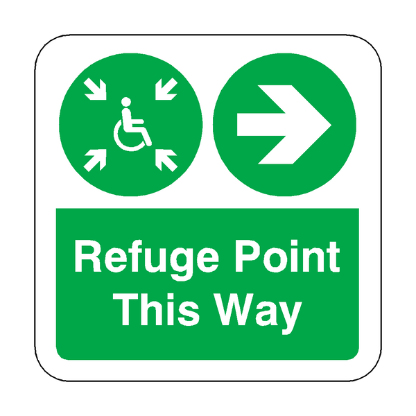 Refuge Point Arrow Right Floor Graphics Sticker | Safety-Label.co.uk