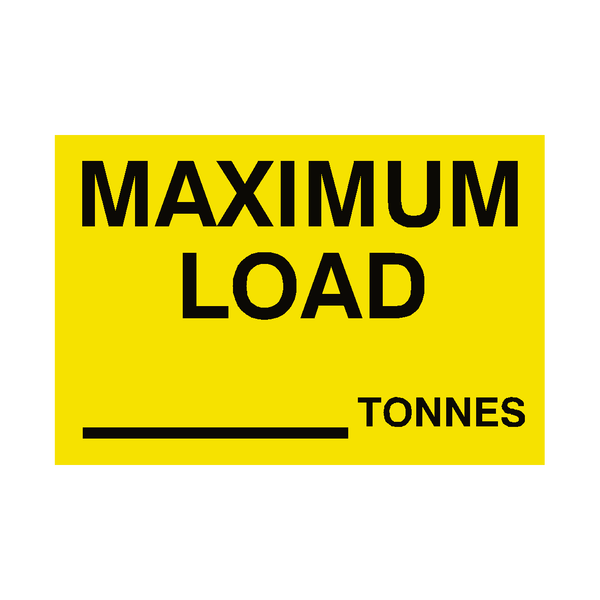 Maximum Load Sticker Tonnes Yellow | Safety-Label.co.uk