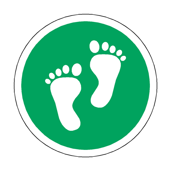 Foot Print Floor Sticker - Green | Safety-Label.co.uk