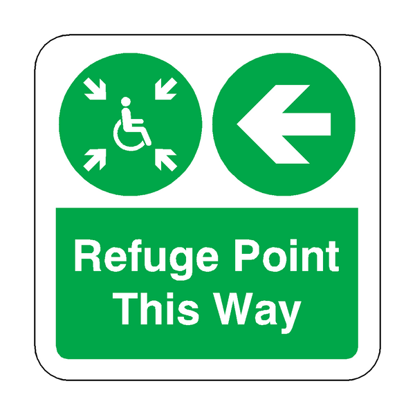Refuge Point Arrow Left Floor Graphics Sticker | Safety-Label.co.uk