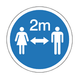 2 Metres Gap Floor Sticker - Blue | Safety-Label.co.uk