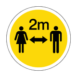 2 Metres Gap Floor Sticker - Yellow | Safety-Label.co.uk