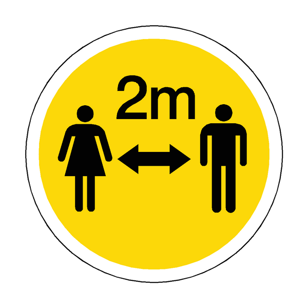 2 Metres Gap Floor Sticker - Yellow | Safety-Label.co.uk