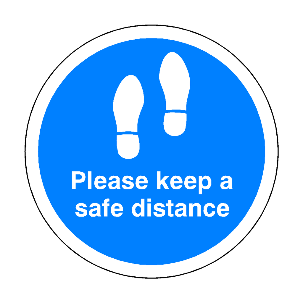 Safe Distance Sticker Please Keep A Safe Distance Floor Sticker - Blue