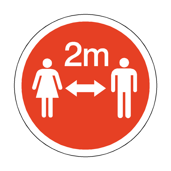 2 Metres Gap Floor Sticker - Red | Safety-Label.co.uk