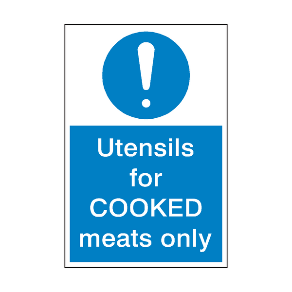 Utensils For Cooked Meat Sign | Safety-Label.co.uk