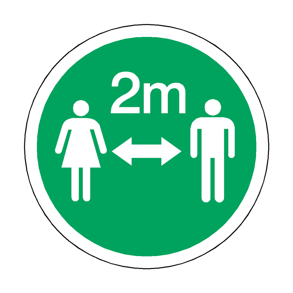 2 Metres Gap Floor Sticker - Green | Safety-Label.co.uk