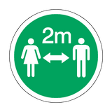 2 Metres Gap Floor Sticker - Green | Safety-Label.co.uk