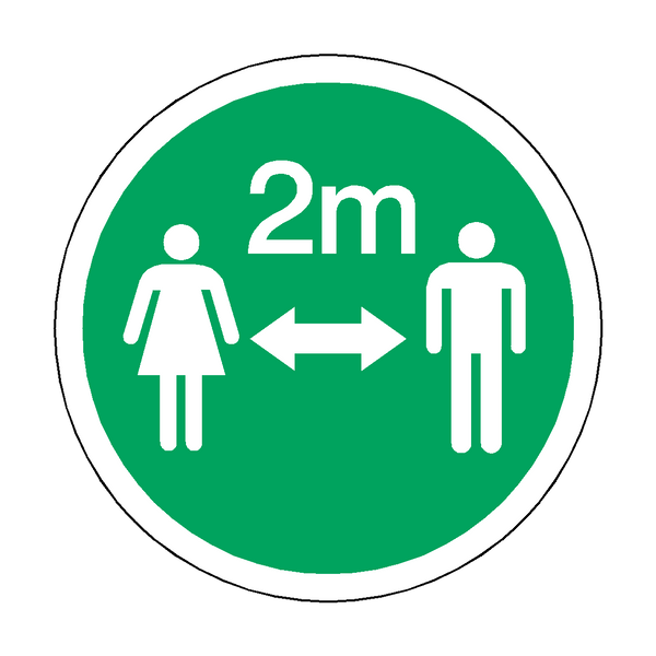 2 Metres Gap Floor Sticker - Green | Safety-Label.co.uk