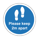 Please Keep 2M Apart Floor Sticker - Blue | Safety-Label.co.uk