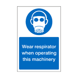 Wear Respirator When Operating Machinery Sticker | Safety-Label.co.uk