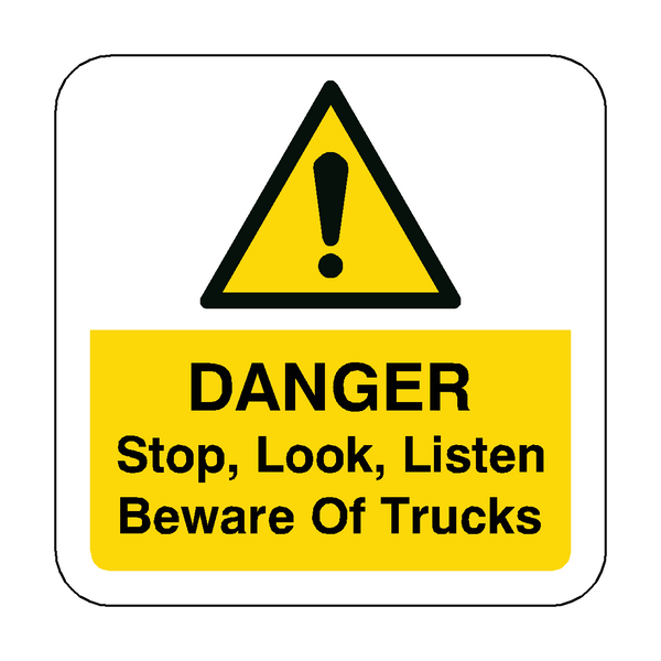 Stop, Look, Listen, Beware Of Trucks Floor Graphics Sticker | Safety-Label.co.uk