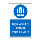 High Visibility Clothing Must Be Worn Sticker | Safety-Label.co.uk