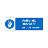 Anti-Static Footwear Must Be Worn Label | Safety-Label.co.uk