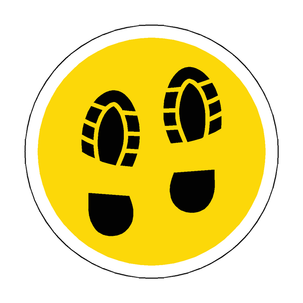 Social Distance Foot Print Floor Sticker - Yellow | Safety-Label.co.uk