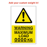 Maximum Load Sticker Kg Custom Weight | Safety-Label.co.uk