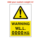 Working Load Limit Sticker Kg Custom Weight | Safety-Label.co.uk