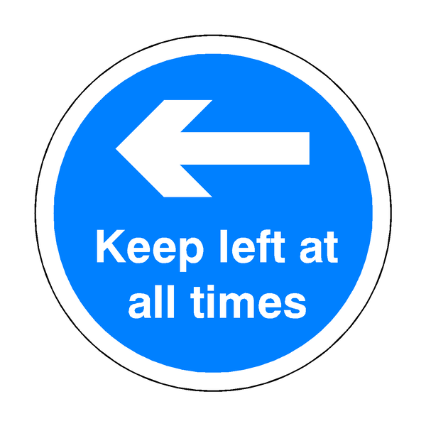 Keep Left At All Times Floor Sticker - Blue | Safety-Label.co.uk