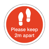 Please Keep 2M Apart Floor Sticker - Red | Safety-Label.co.uk