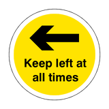 Keep Left At All Times Floor Sticker - Yellow | Safety-Label.co.uk