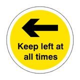 Keep Left At All Times Floor Sticker - Yellow | Safety-Label.co.uk