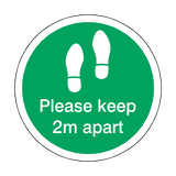Please Keep 2M Apart Floor Sticker - Green | Safety-Label.co.uk