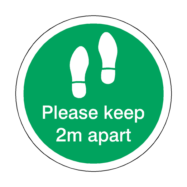 Please Keep 2M Apart Floor Sticker - Green | Safety-Label.co.uk
