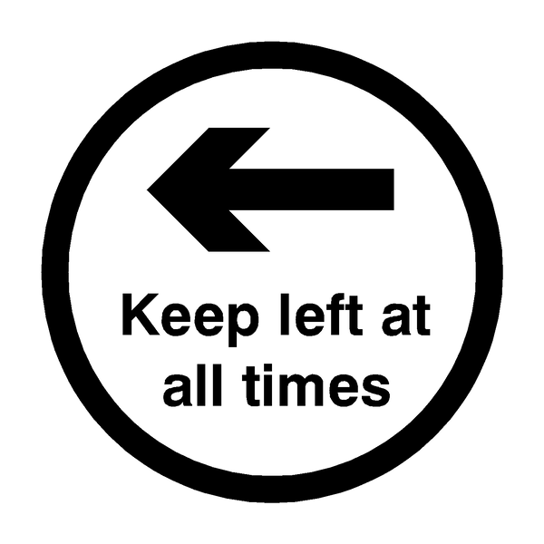 Keep Left At All Times Floor Sticker - Black | Safety-Label.co.uk