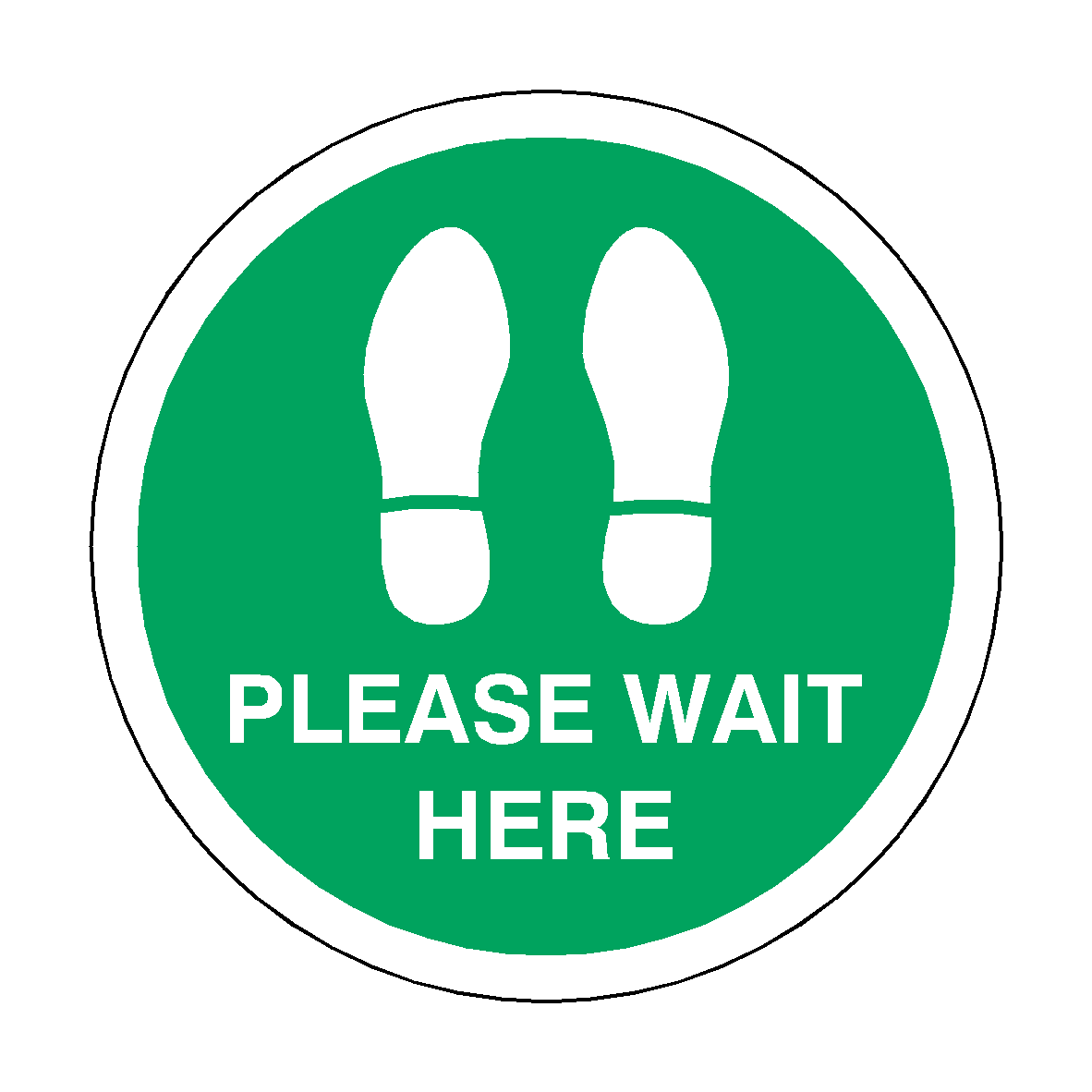 Please Wait Here Floor Sticker - Green