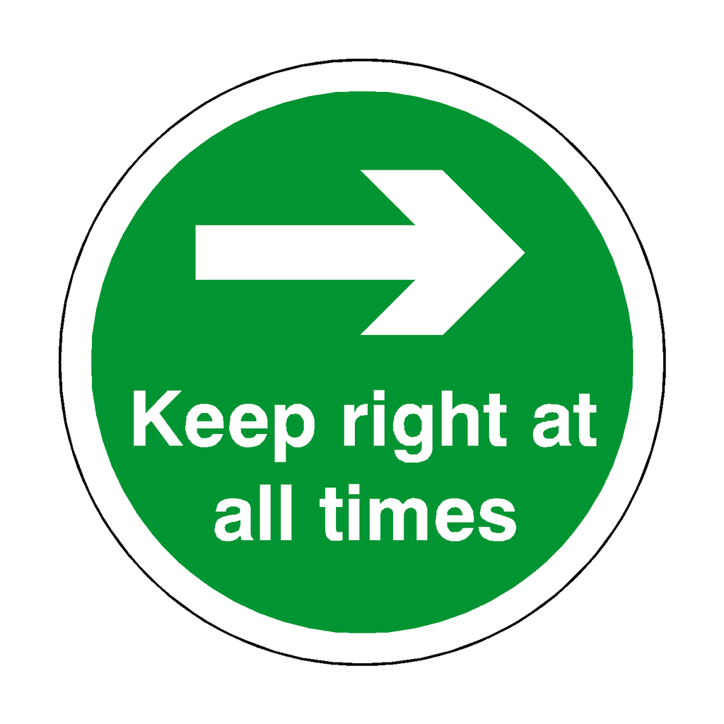 Keep Right At All Times Floor Sticker - Green | Safety-Label.co.uk