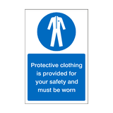 Protective Clothing Are Provided For Safety Sticker | Safety-Label.co.uk